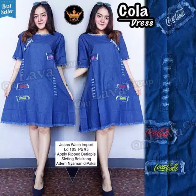 COLA DRESS VARIASI BORDIR ASLI MATT JEANS WASH