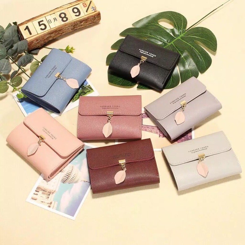 Dompet lipat GOREVER YOUNG Daun tassel Dompet Wanita Kualitas Import Cantik dan Elegan