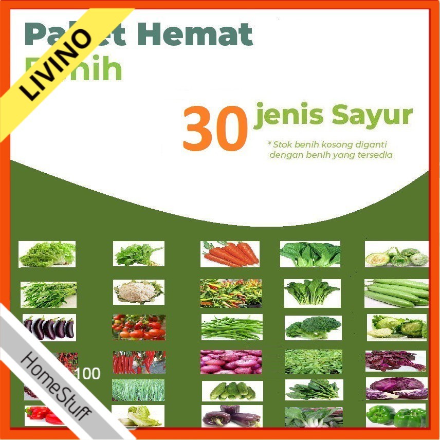 30 PAKET BENIH JENIS SAYURAN BIBIT DAN HIDROPONIK BERKEBUN LIVINO