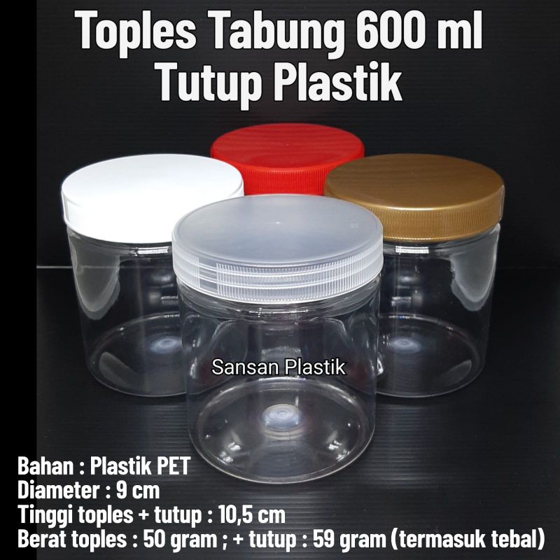 Toples Tabung 600 ml / Jar Cylinder 600 ml / Toples Plastik 600 ml