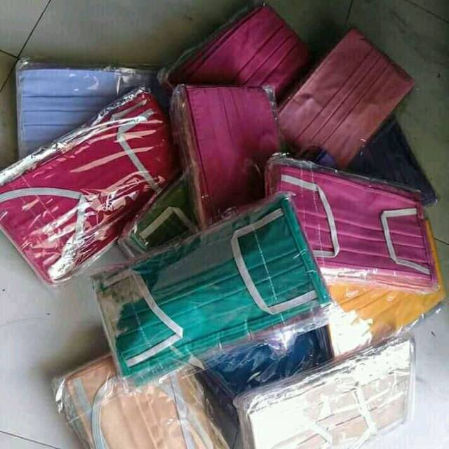 Masker kain Oxford hijab & non hijab mix warna harga ecer
