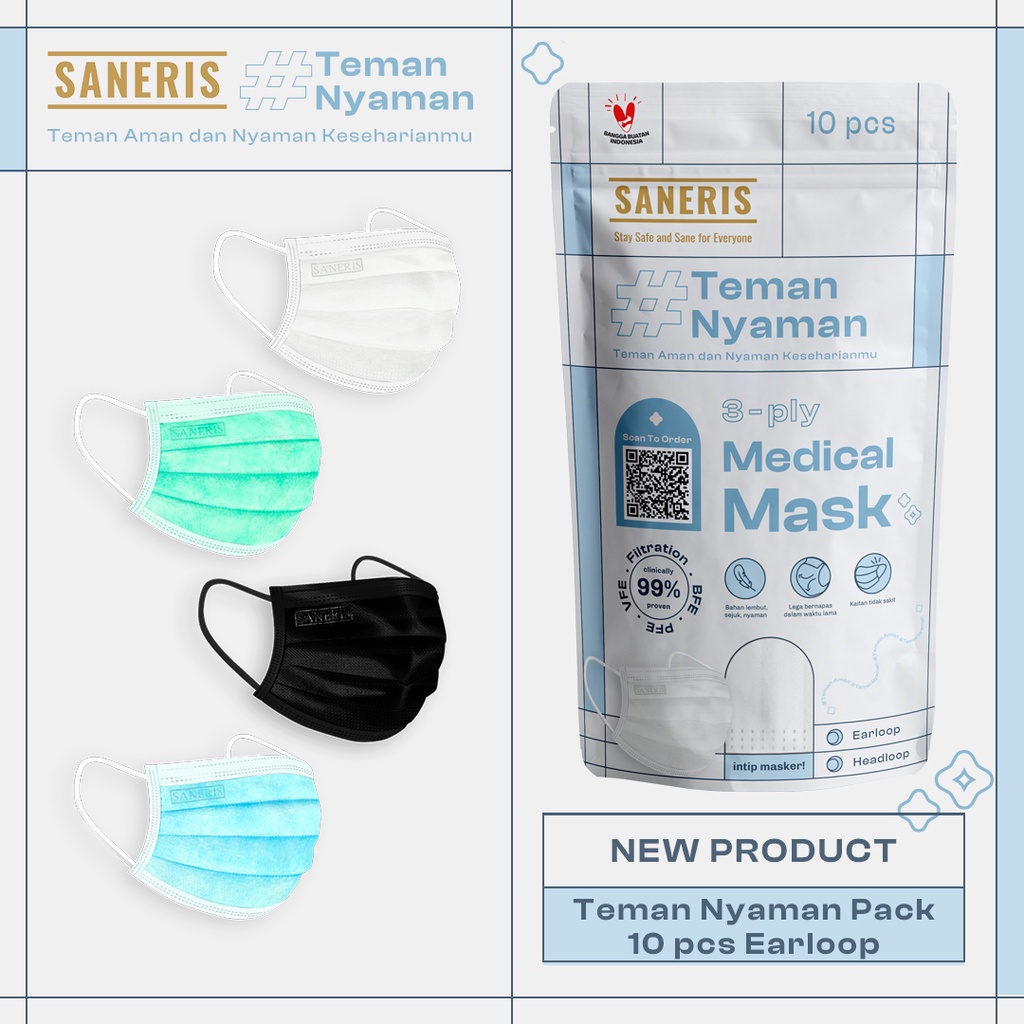 Saneris Masker Medis Teman Nyaman Pack 10 pcs