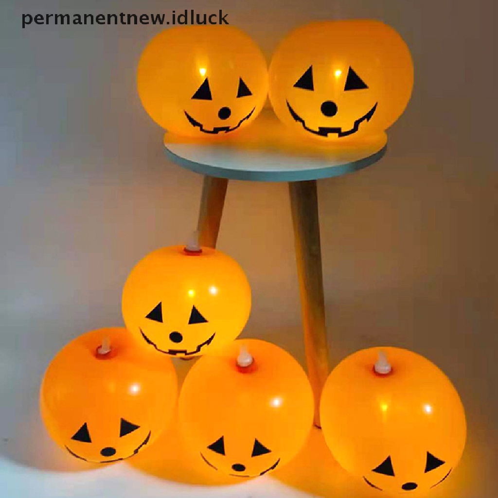 5 Pcs Balon Latex Bentuk Labu Dengan Lampu Led Untuk Dekorasi Pesta Halloween