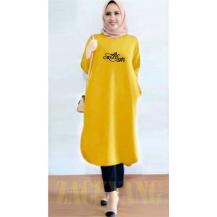 Atasan Tunik kaos babyterry Wanita Muslimah /kaos tunik wanita terbaru