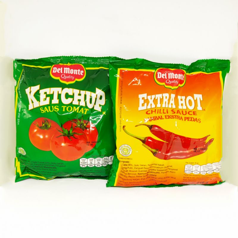 

Delmonte Tomat/ Delmonte Sambal Saset isi 24pcs @9gr/ Saos Tomat/ Soos Sambal