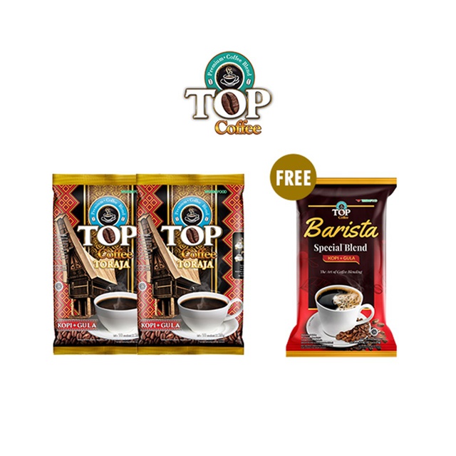 [Buy 2 Get 1] Kopi Top Toraja (2in1) 25gr x 10 x 2 - Free Top Coffee Barista 25 gr x 6 pcs (ISI 6+3)