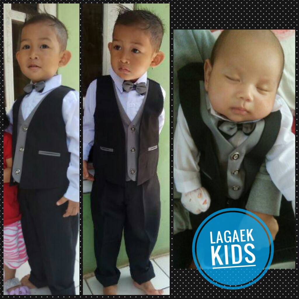 Setelan Bayi Laki Vest PREMIUM Usia 3 - 6 Bulan Vest HITAM PREMIUM - Setelan Pesta Bayi Cowok Vest Keren Set Lengkap Pesta Anak