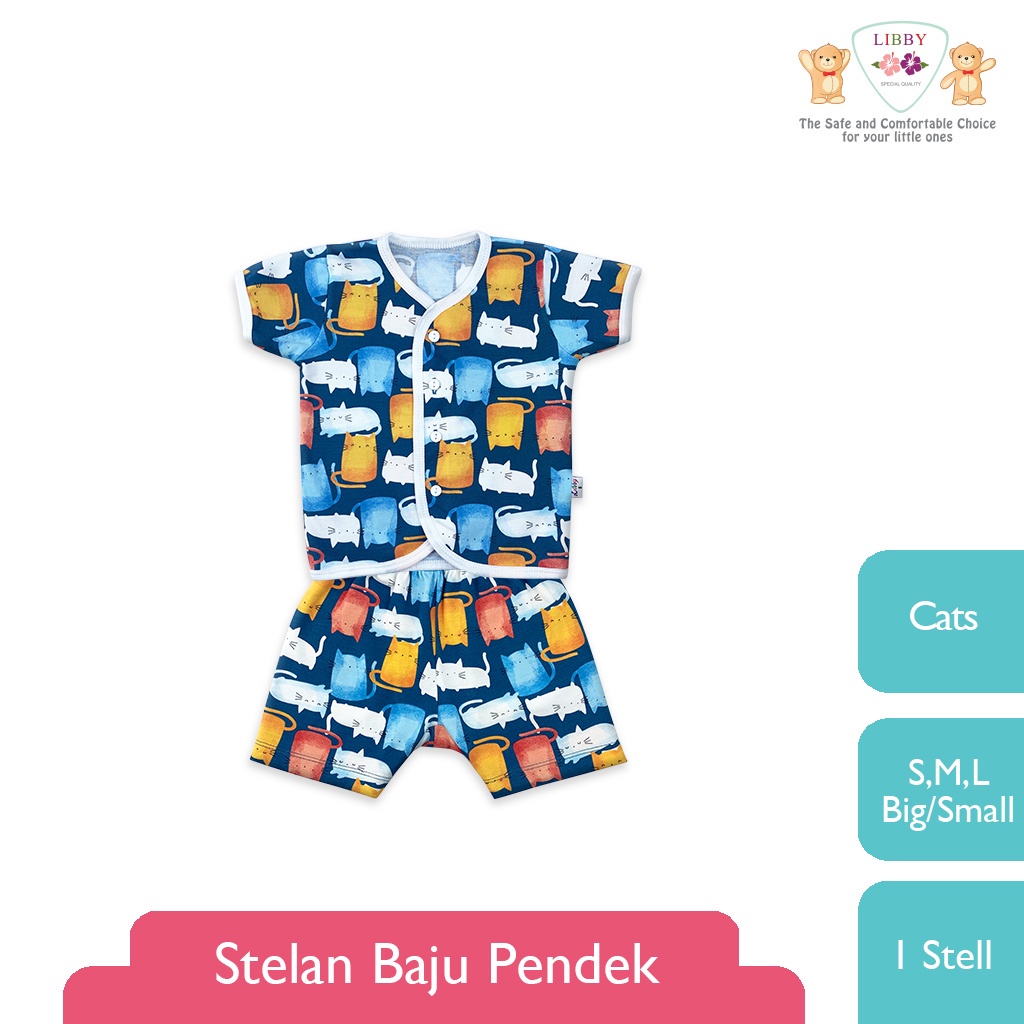 LIBBY Stelan Baju Pendek - Celana Pendek Motif Rainbow Fantasia 1 stel (Tersedia varian ukuran)