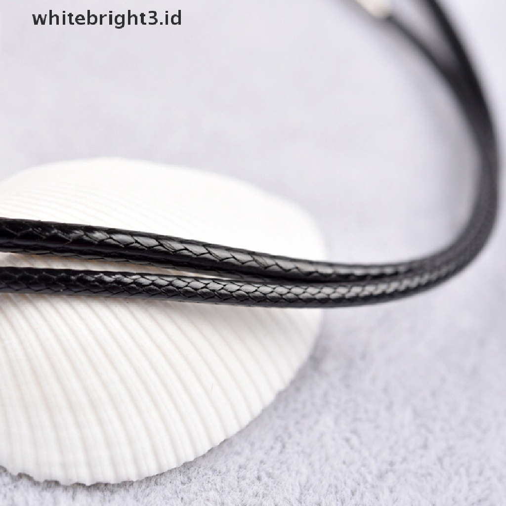 {whitebright3.id} Black Wax Leather Cord Stainless Steel Rotary Clasp Necklace Choker Rope Jewelry ,