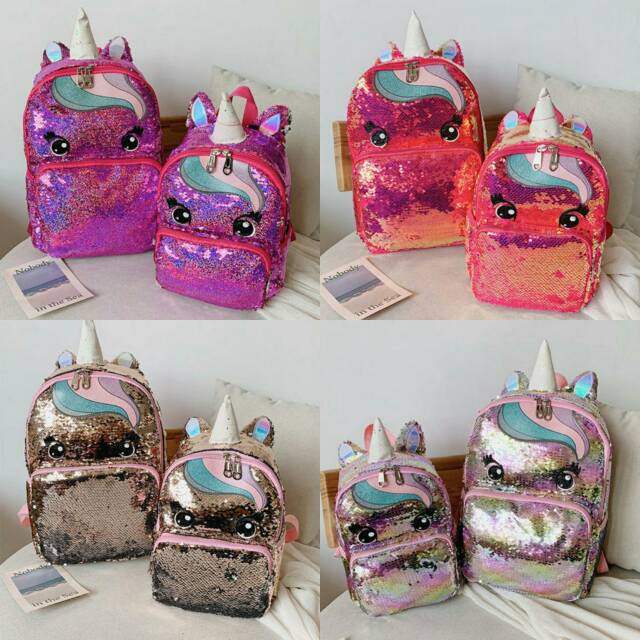 Tas ransel usap unicorn sequin