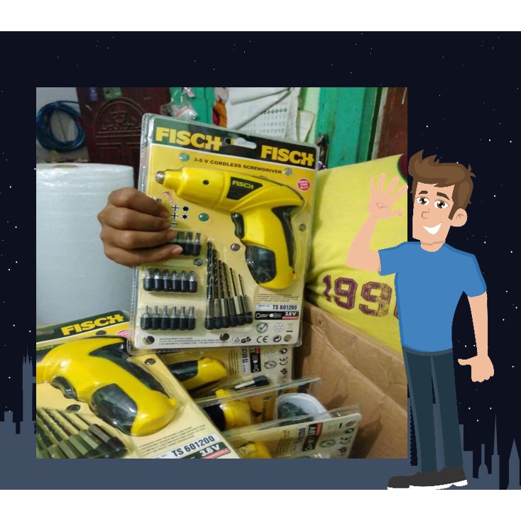 2572 mesin bor Fisch  cordless baterai cas charger tanpa kabel obeng