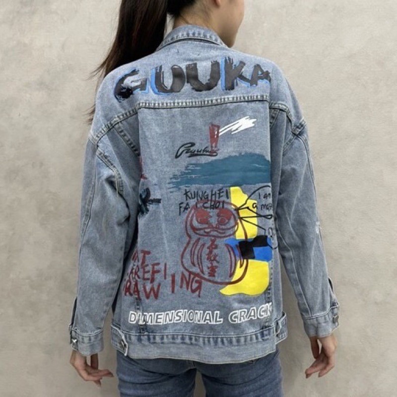 JAKET JEANS IMPORT PRIA WANITA ASIA KOREA JEPANG GRAFITY AM3