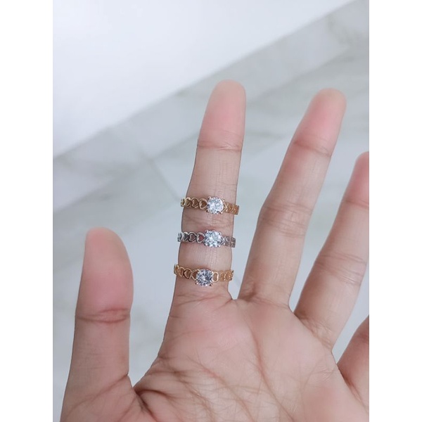 cincin perak asli 925 lapis emas cincin solitaire - desi ukir love - perhiasan perak asli model baru