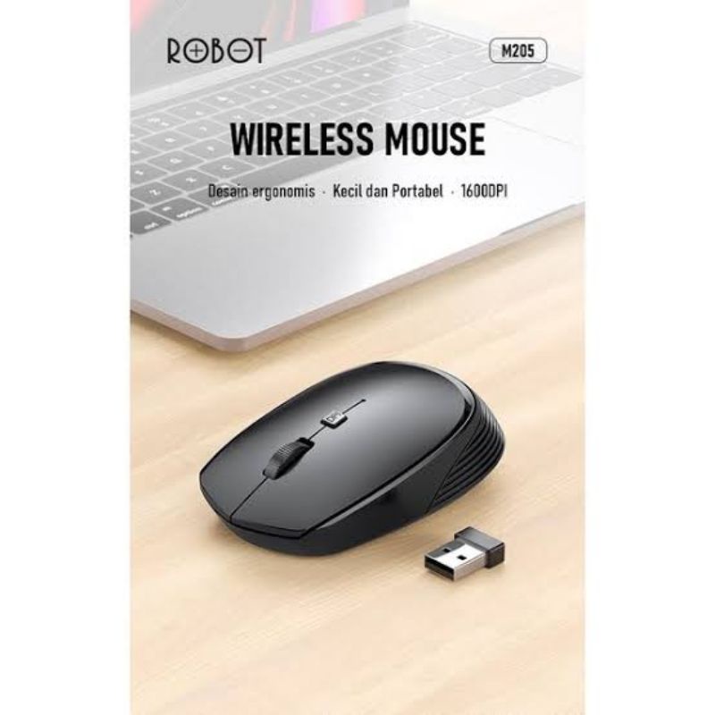 (ROBOT 205) MOUSE WIRELESS 1600DPI MOUSE BLUETOOTH MINI USB ORIGINAL BY ROBOT