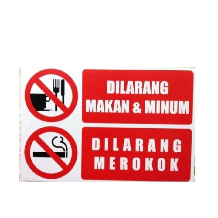 

stiker dilarang makan dan minum WARNA Merah