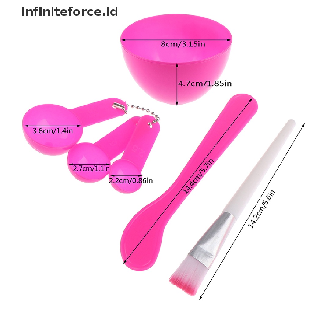 Infiniteforce.id 4pcs / Set Mangkok + Brush + Sendok + Stik Pengaduk 4 In 1 Untuk Masker Wajah Diy