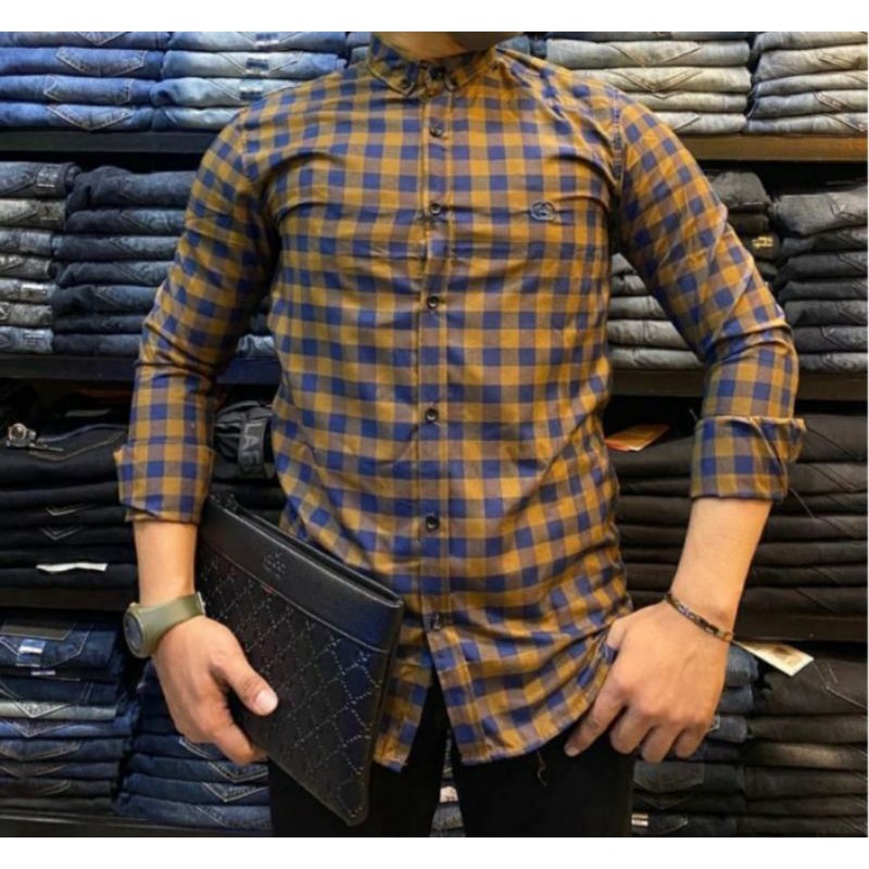 kemeja gucci pria lengan panjang