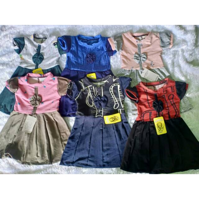 DRESS ANAK MURAH MODEL PAYUNG//MOTIF DAN WARNA RANDOOM//USIA 1- 2 TAHUN