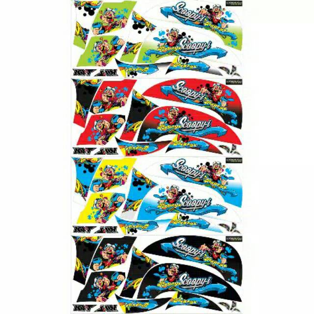 Striping variasi stiker lis bodi Scoopy fi new terbaru motif popeye TE1957
