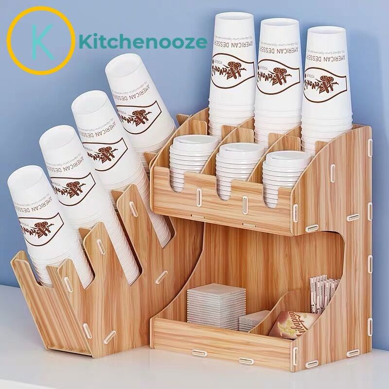 Jual Coffee Paper Cup Holder Rack Wooden I Rak Susun Gelas Sedotan ...