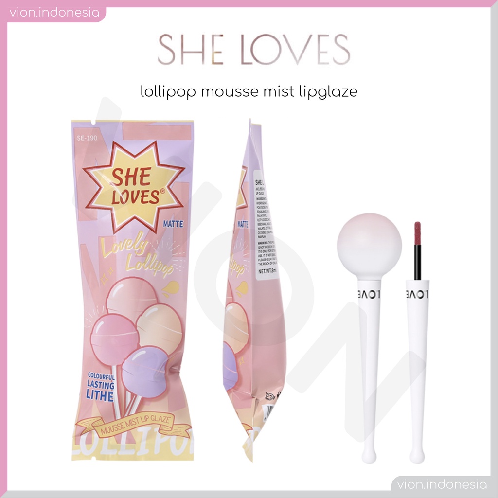 SHE LOVES Lollipop Lipglaze Lipstick Moist Mist Velvet Matte Original Sheloves SL023