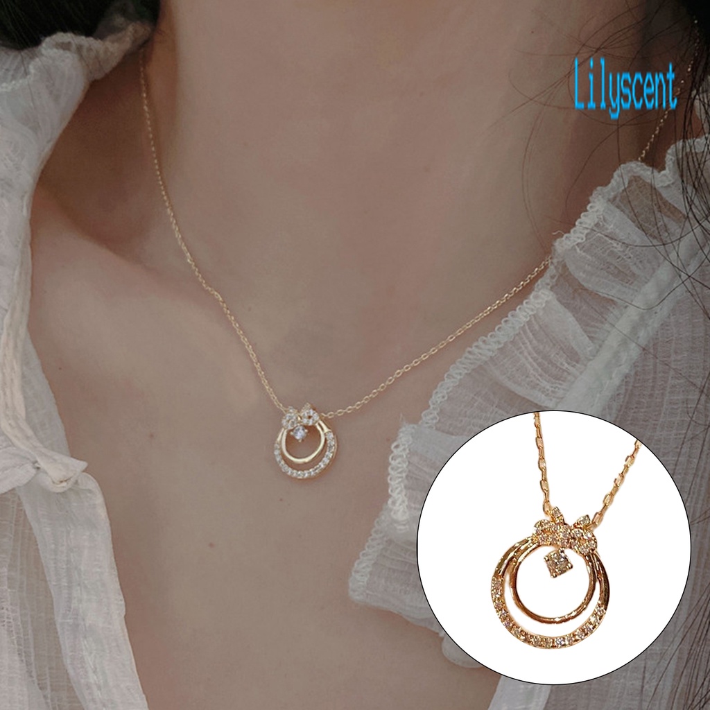 Kalung Klavikula Adjustable Dengan Liontin Lingkaran Untuk Wanita