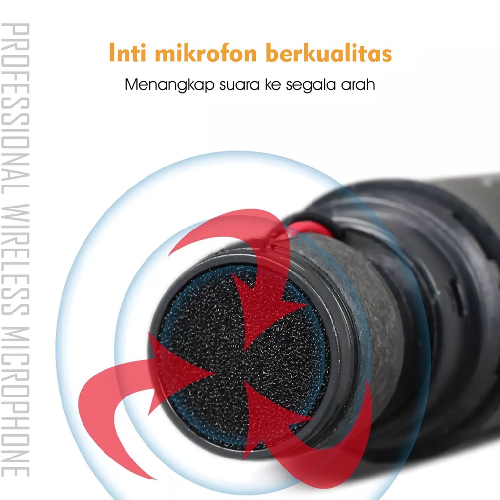 MICROPHONE WIRELESS ERRLY MIC-02 Double Digital LED Profesional MIKROFON KARAOKE TANPA KABEL ISI 2 PICS