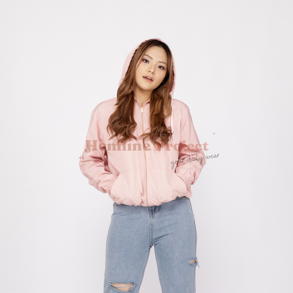 Aima Jaket Peach - Jaket Parasut Hoodie Wanita