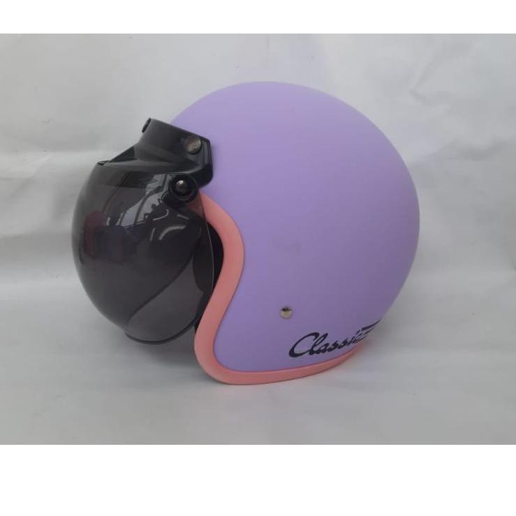P1G1 [] Helm bogo classic dof warna ungu  lilac wanita pria helm motor sni terbaru kaca datar 9OK