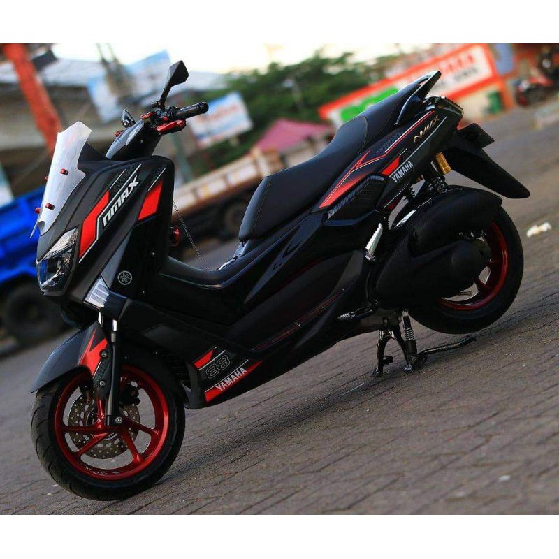Stiker Decal nmax lama Fullbody hutam merah Doff