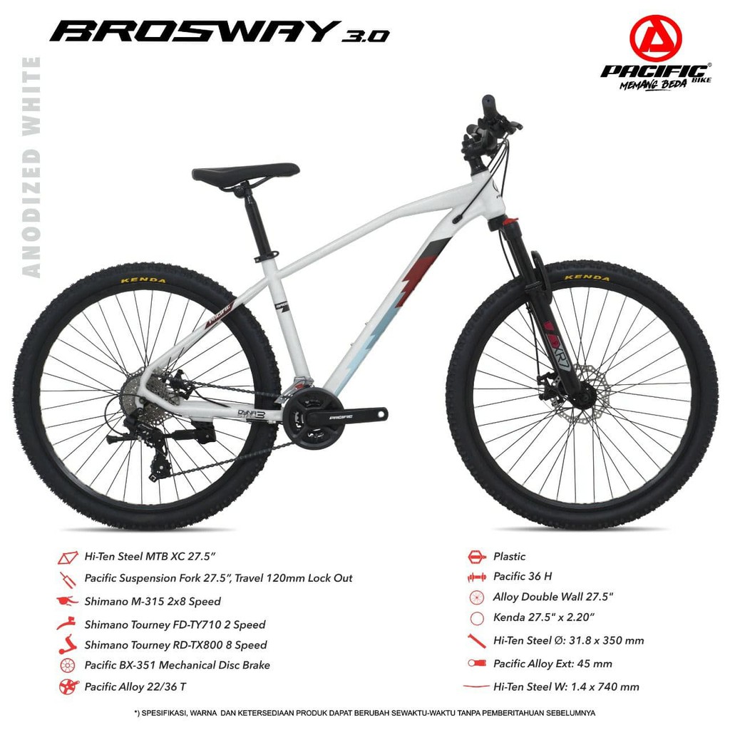 TERBARU Sepeda MTB Pacific BROSWAY 3.0 Hi-Ten Steel 27.5"