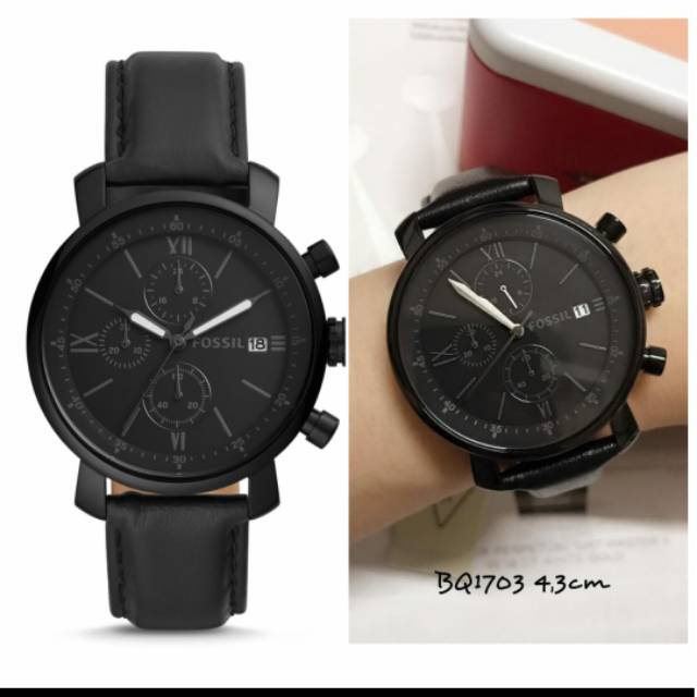 Jam Tangan Fos  siill BQ1703 Rhett Chronograph Black Leather Strap