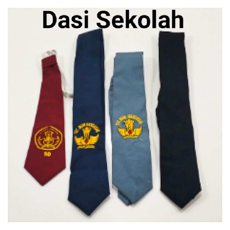 Dasi Sekolah SD SMP SMA Bordir Perekat dan Polos Bahan Famatex