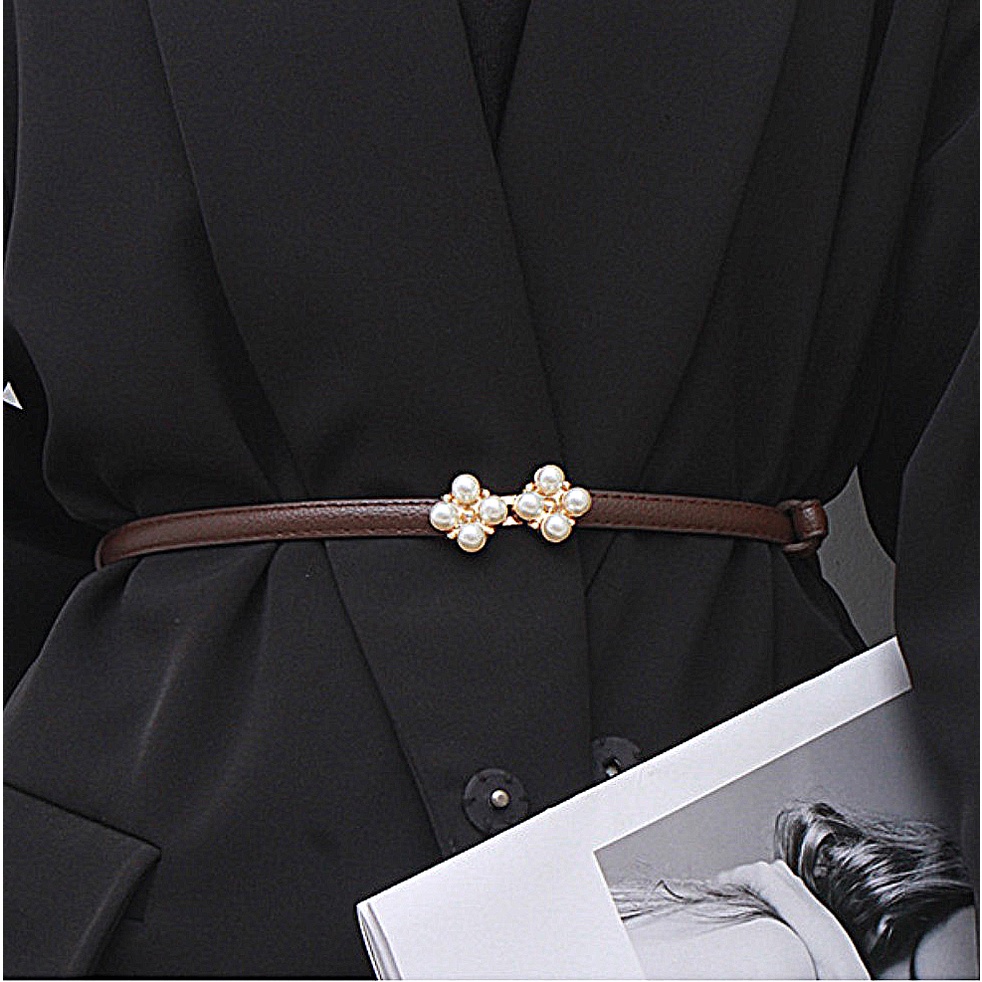 Ikat Ban Pinggang Adjustable HOT TREND A161 Flower Pearl Korea Fashion Kulit Gasper Kecil Sabuk Cewe Belt Wanita