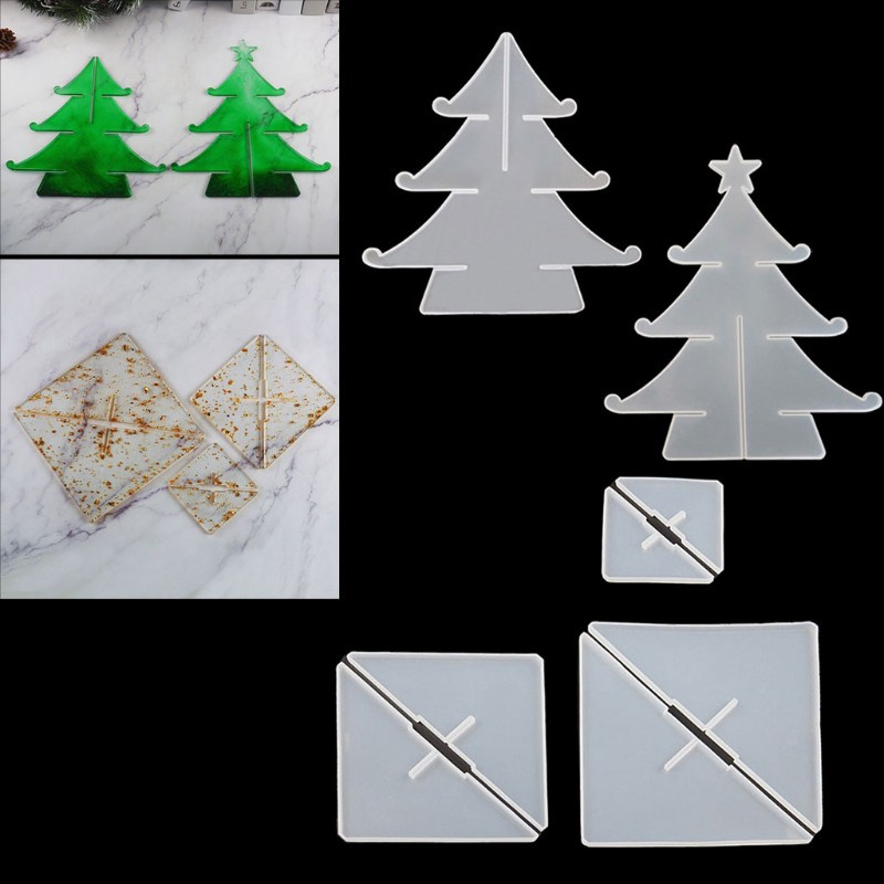 Glitter 3-Tier Christmas Tree Cake Stand Tray Epoxy Resin Mold Fruit Tray Silicone Mould Christmas Theme Decor DIY Art Crafts