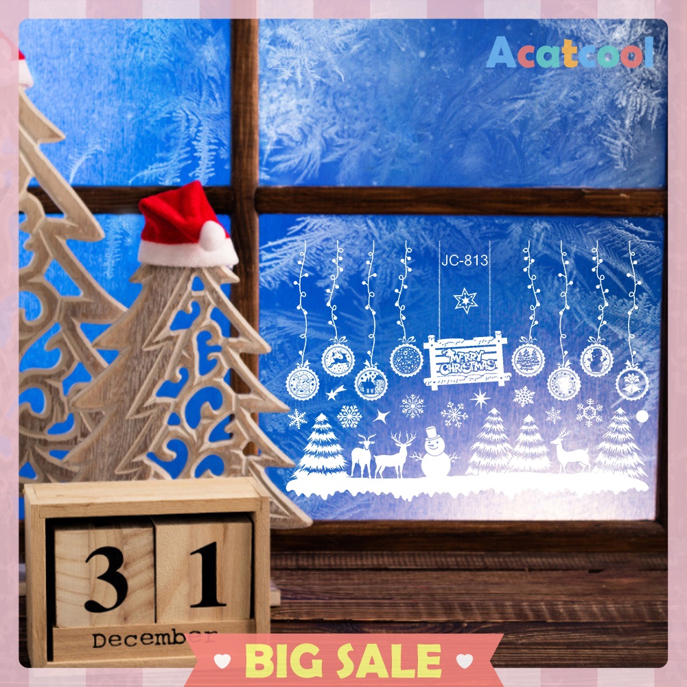 Christmas Removable PVC Static Sticker Xmas Scenery Home Shop Window Decals