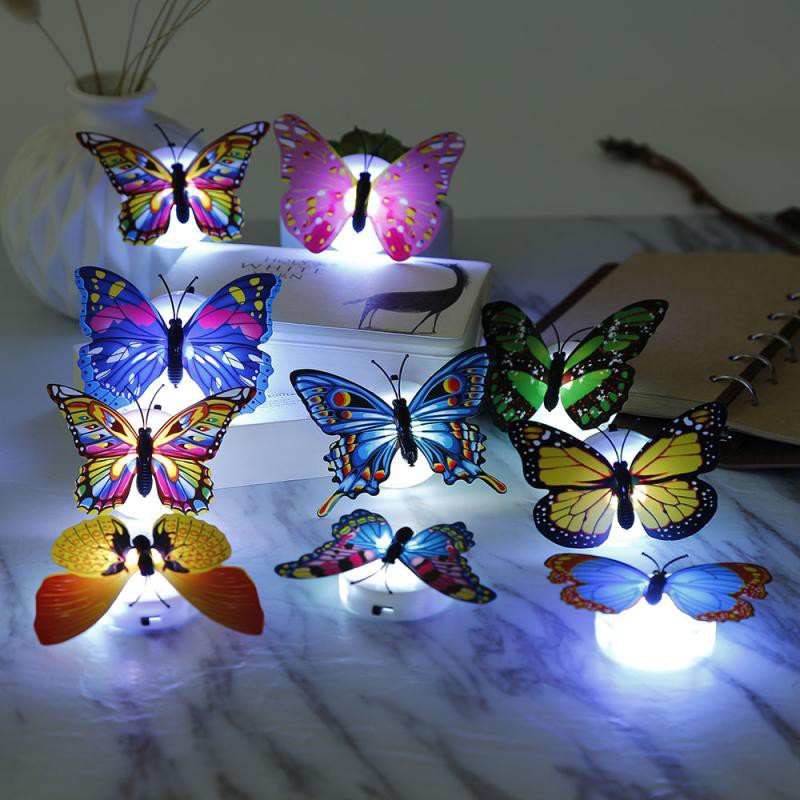 Atdiva Lampu Tidur Kupu Kupu LED / Stiker Dinding Kamar 3D Kupu Kupu Menyala