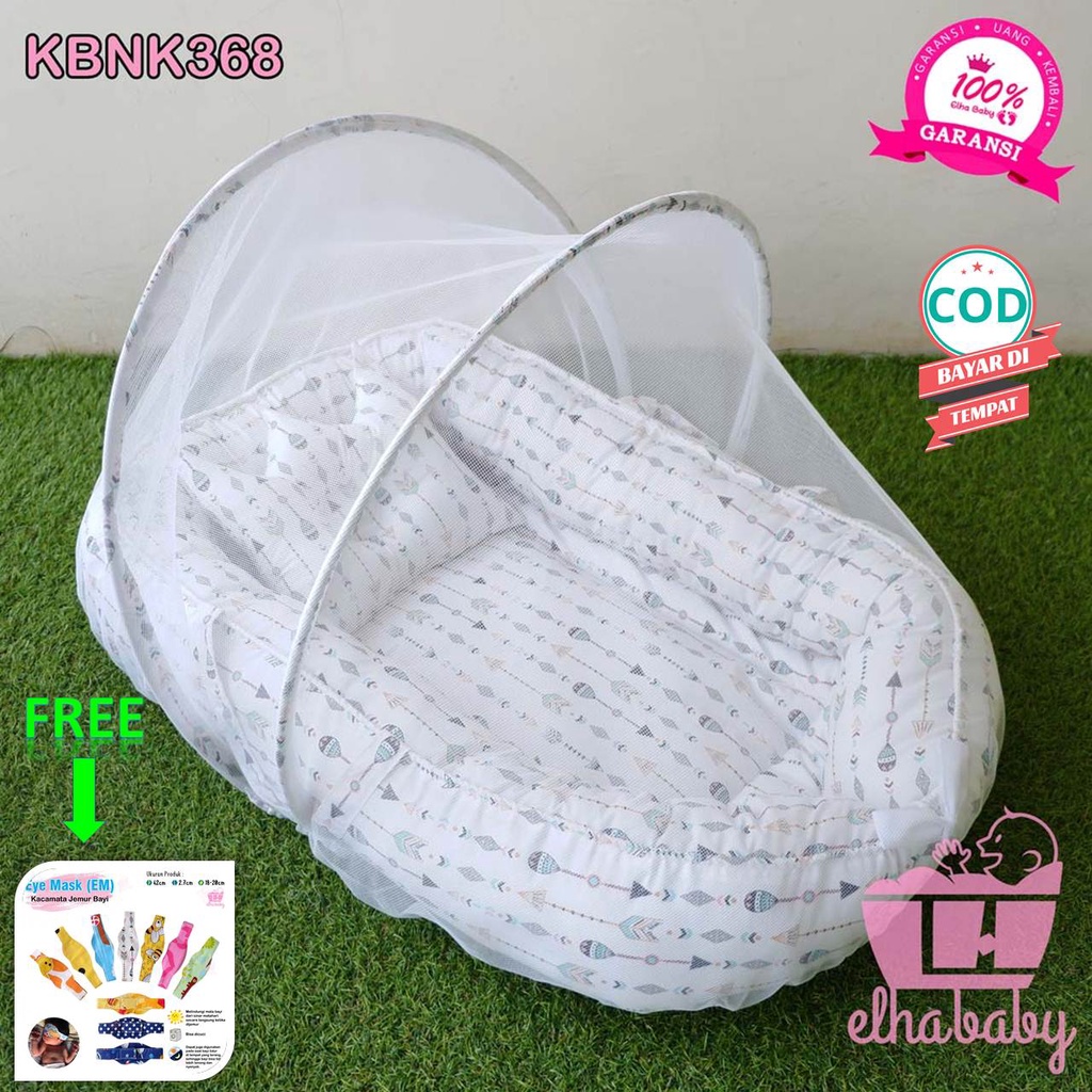 Elha baby grosir kasur tempat tidur bayi kelambu lipat karakter motif nest perahu bantal crown kado