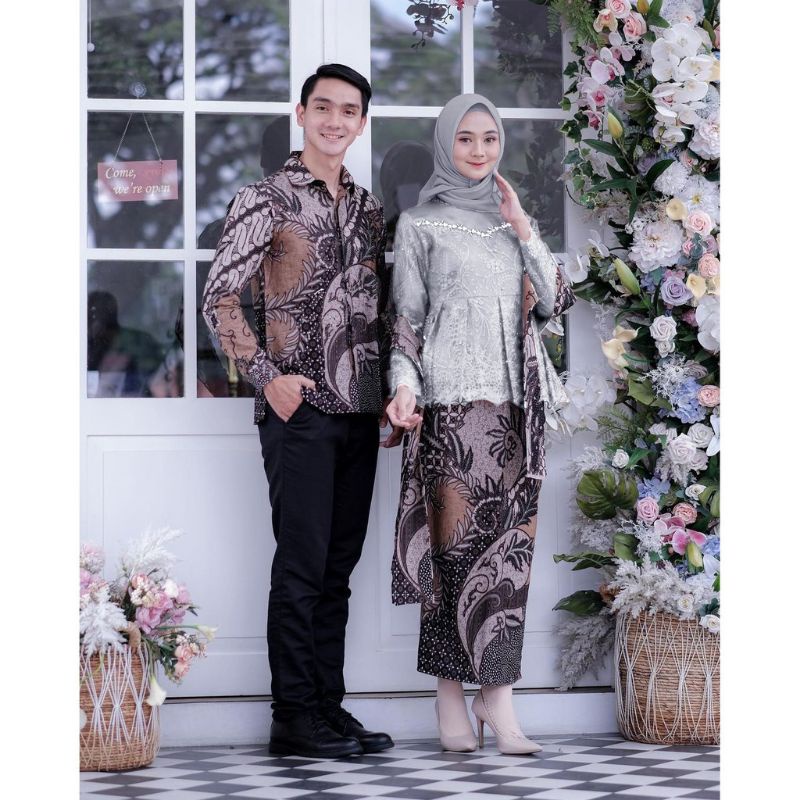 Maura Couple - Sania Ruffle Batik Couple ori Ndoro jowi DNT Garansi Termurah Shopee - BATIK Couple-Grey