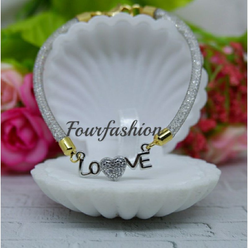 Fourfashion Gelang Glitter Kristal Kawat Pandora Waterproof TH033