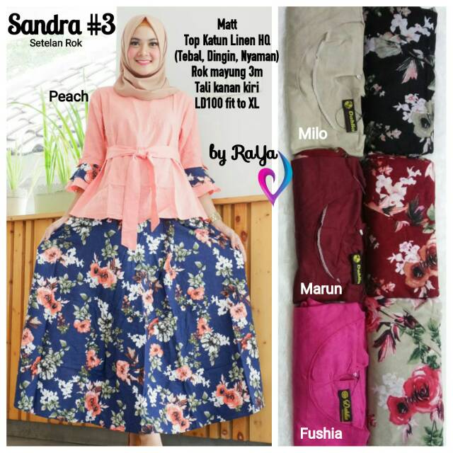 SANDRA #3 setelan kulot atasan polos motif bunga baju cantik