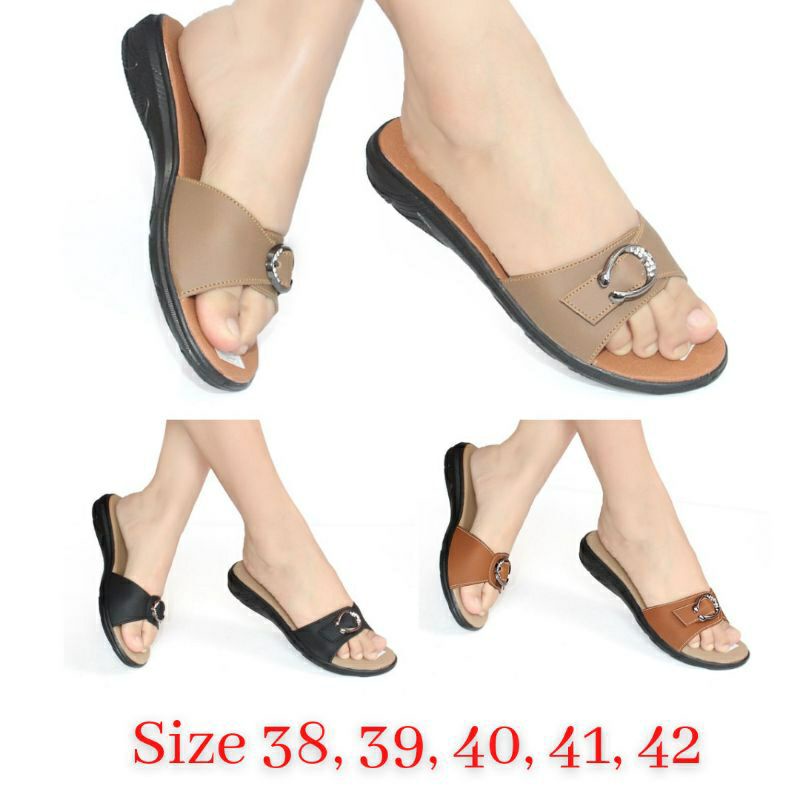 sandal cewek/sandal widget/sandal kulit kekinian