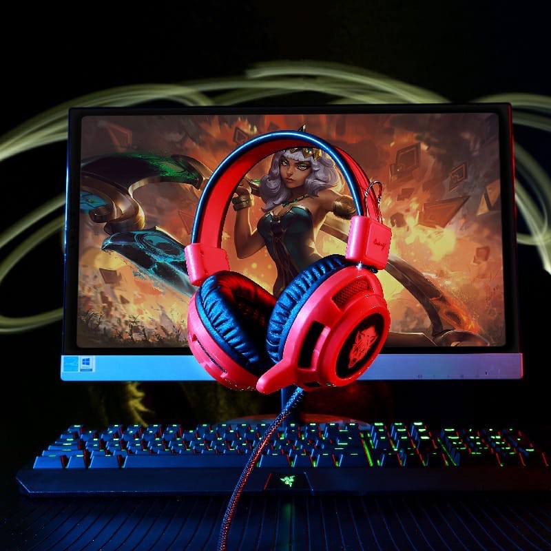 HEADPHONE GAMING YORO F15 LED ORIGINAL HEADSET KABEL SUPER TEMBAGA