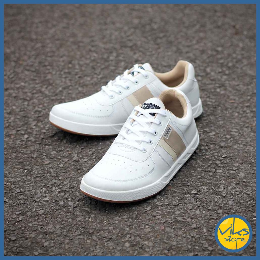 Sepatu Sneakers Putih Pria Cowok Tali Casual Distro Kuzatura Original Suede Lokal Premium Elegan Sepatu Santai