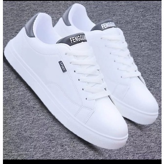 Sepatu pria casual sepatu putih pria sneakers putih HK-PUTIH HITAM