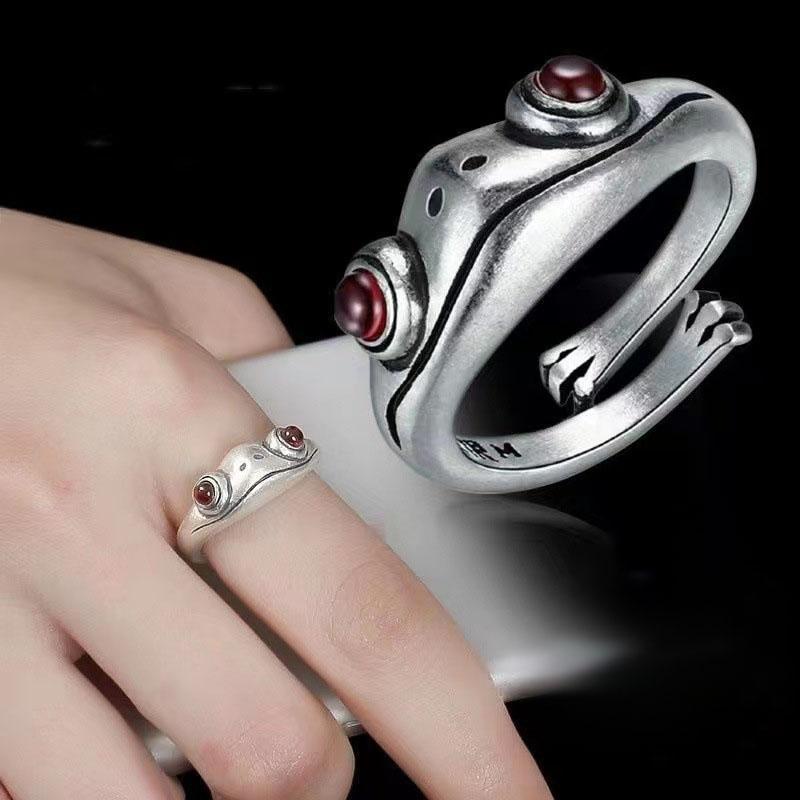 Cincin Model Terbuka Desain Katak Fortune Gaya Retro Untuk Priawanita