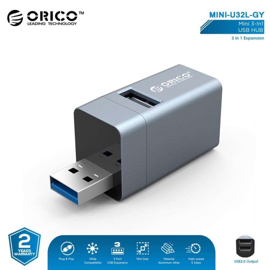 ORICO MINI-U32L Mini 3 Port USB HUB Aluminium USB 3.0 2.0