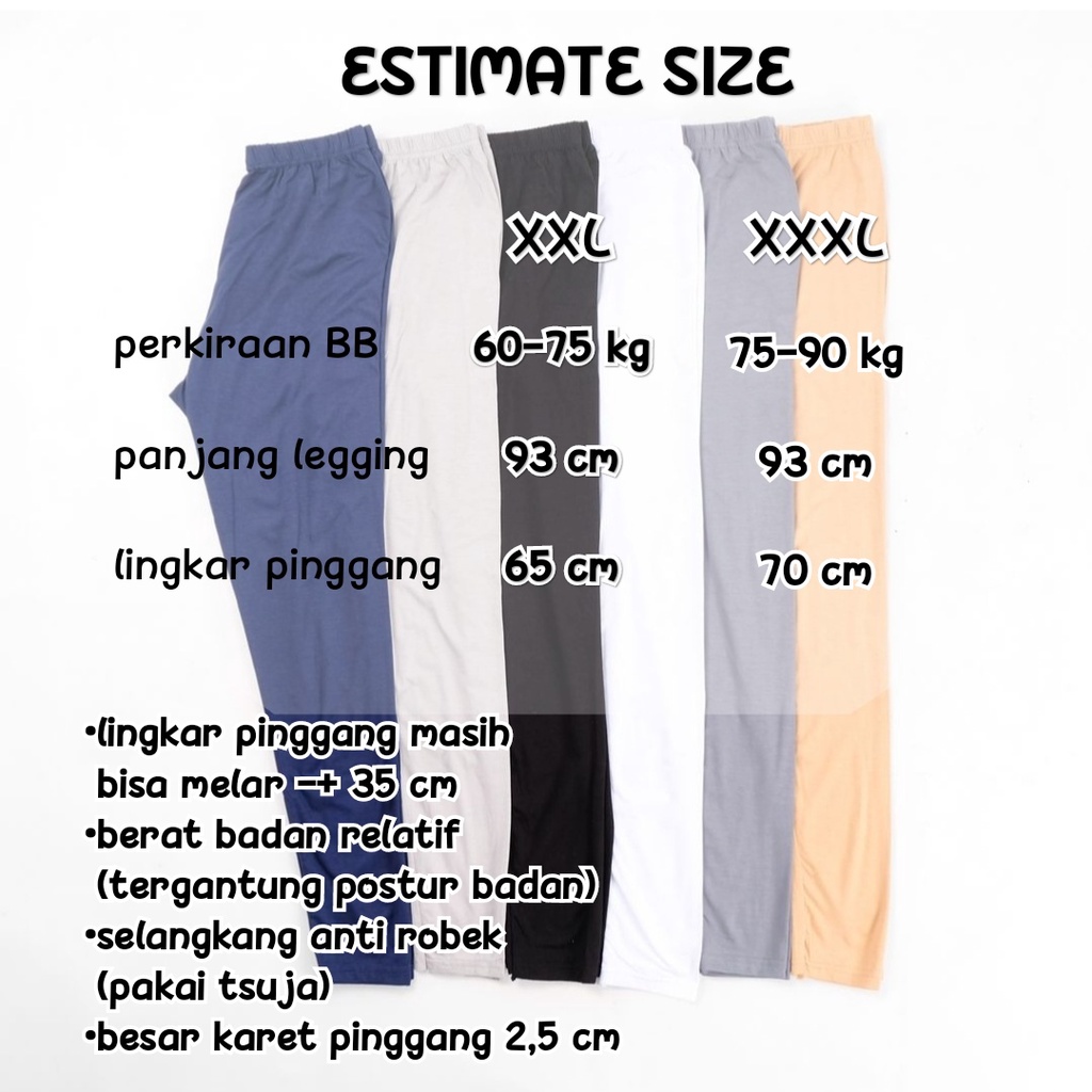 Celana Legging Jumbo Basic Polos Panjang Wanita Bahan Spandek Rayon Premium