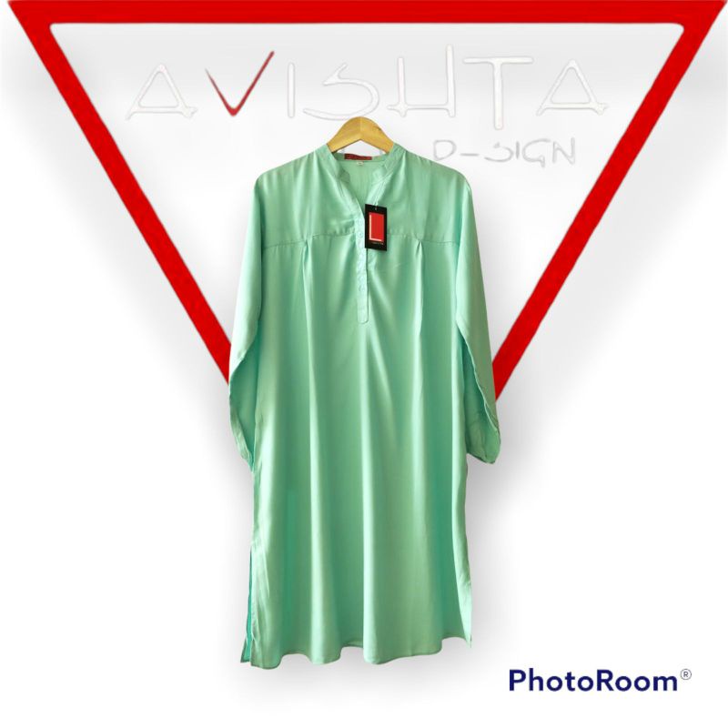 Tunik polos rayon hijau mint Tunik katun rayon Tunik polos jumbo lasenta by avishta d-sign hijau min