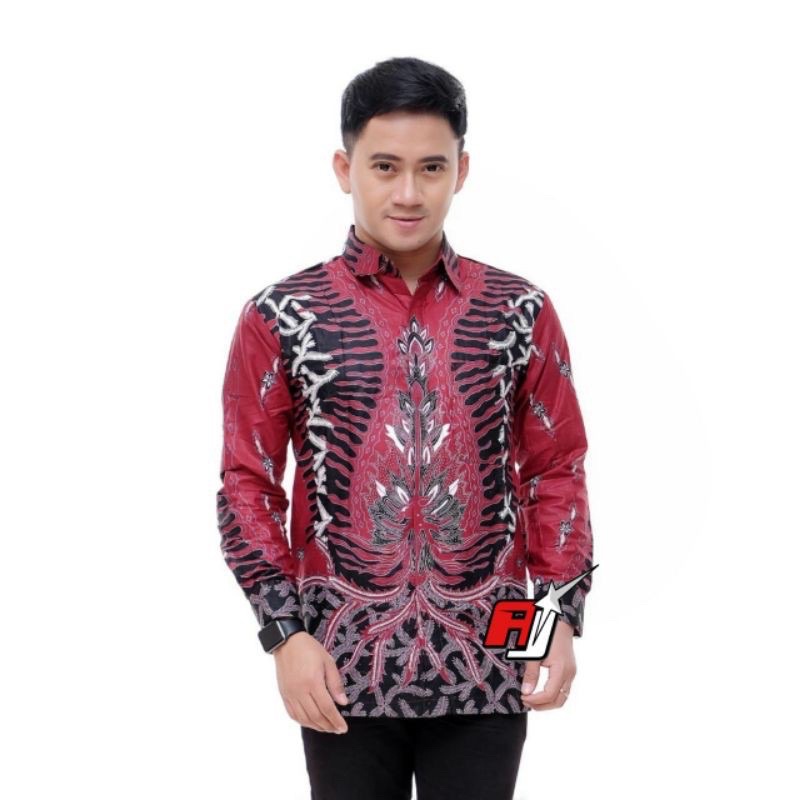 Batik Kemeja Pria New Arrival Distro Batik Pria Bordir Sogan HRB026 Batik Notoarto Batik Pekalongan Termurah